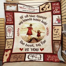 Daughter And Mom I Love You To The Moon And Back Quilt Blanket Great Customized Gifts For Birthday Christmas Thanksgiving and Home Decor