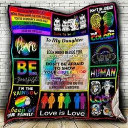 Daughter, I Am So Proud Of You Pride Lgbt Hur Quilt Bevrww and Home Decor