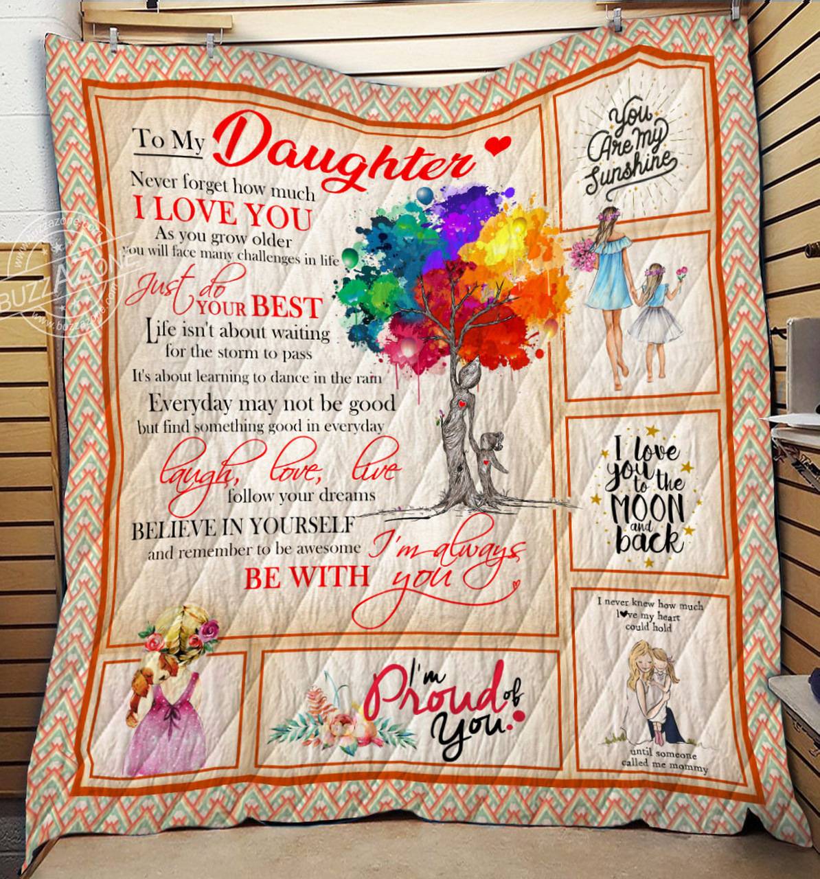 Daughter Mom Laugh Love Live Quilt Cc and Home Decor