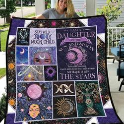 Daughter Of The Sun And Moon Hippie Style Quilt Blanket Great Customized Blanket Gifts For Birthday Christmas Thanksgiving and Home Decor