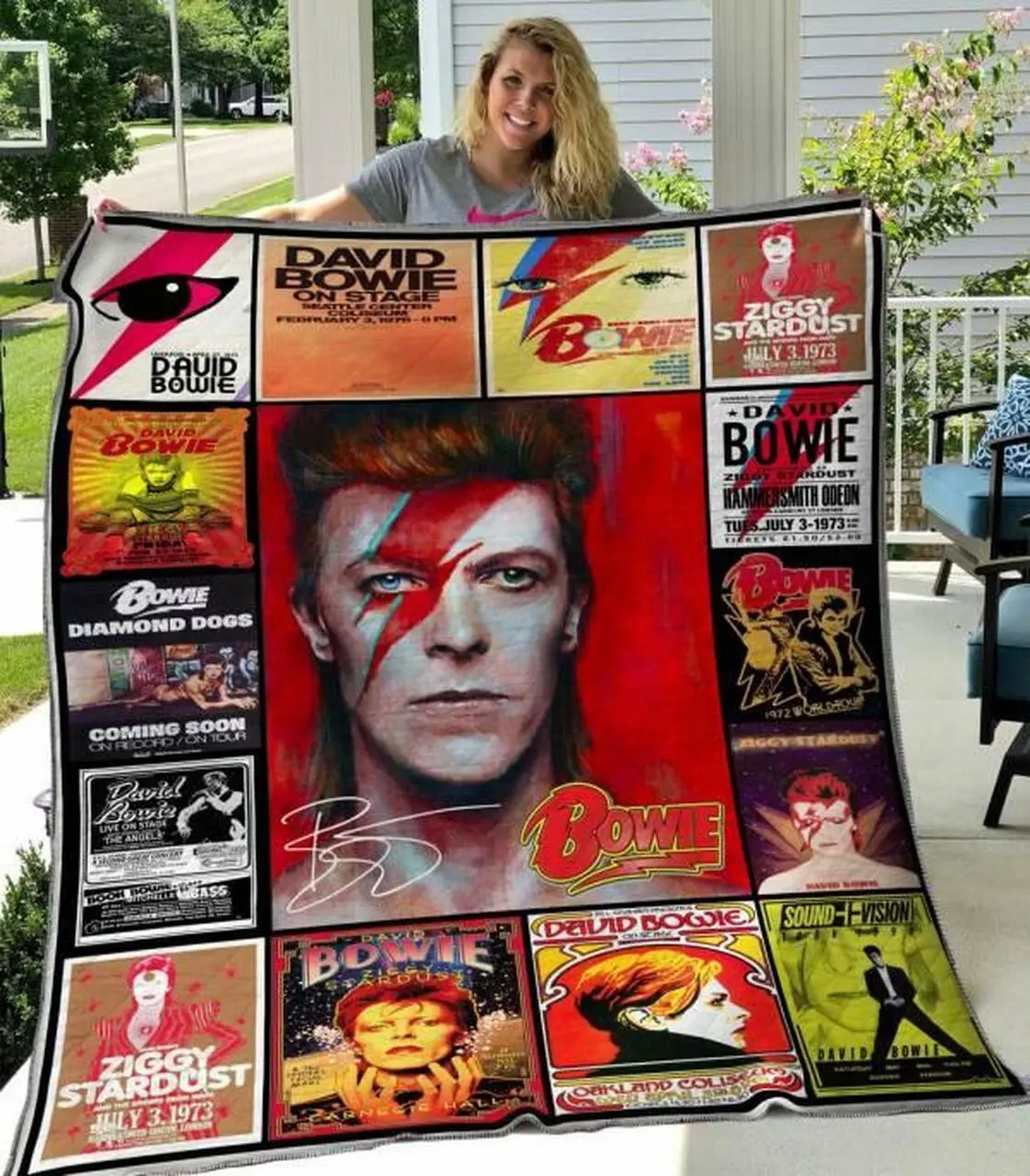 David Bowie Quilt Blanket Hvt070616 Quilt and Home Decor