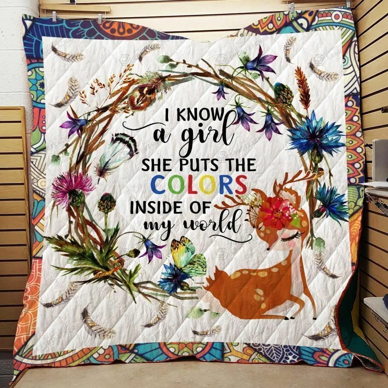 Dear I Know A Girl She Puts The Colors Inside Of My World Quilt Blanket Great Customized Blanket Gifts For Birthday Christmas Thanksgiving and Home Decor