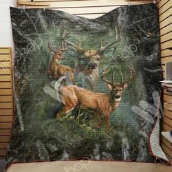 Deer Hunting Grass Quilt Blanket Great Customized Gifts For Birthday Christmas Thanksgiving Perfect Gifts For Hunting Lover and Home Decor