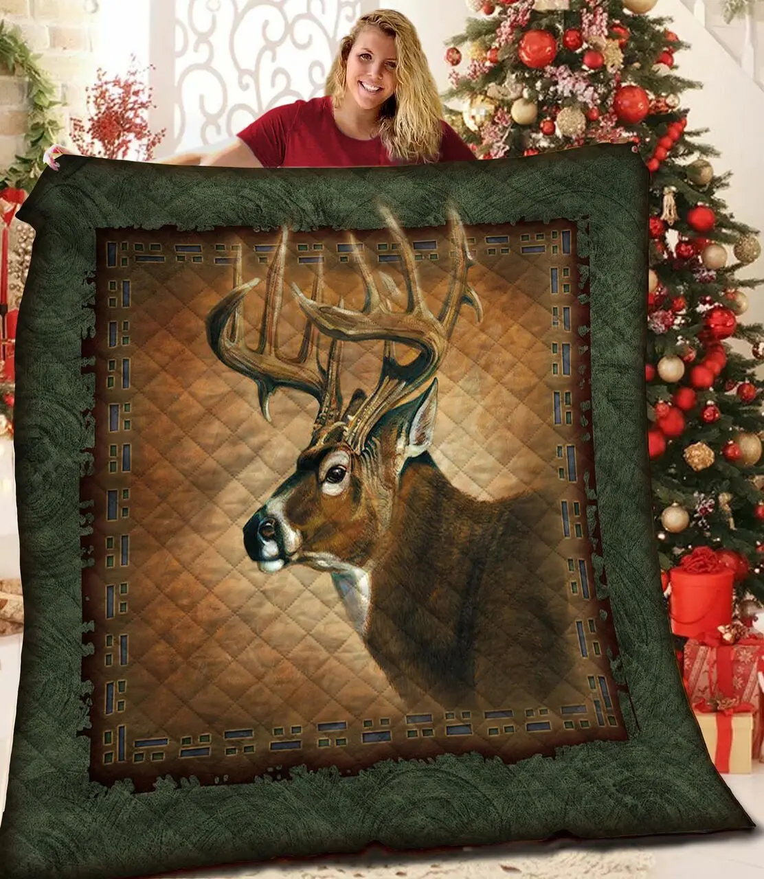 Deer Jfj Quilt Qnc and Home Decor