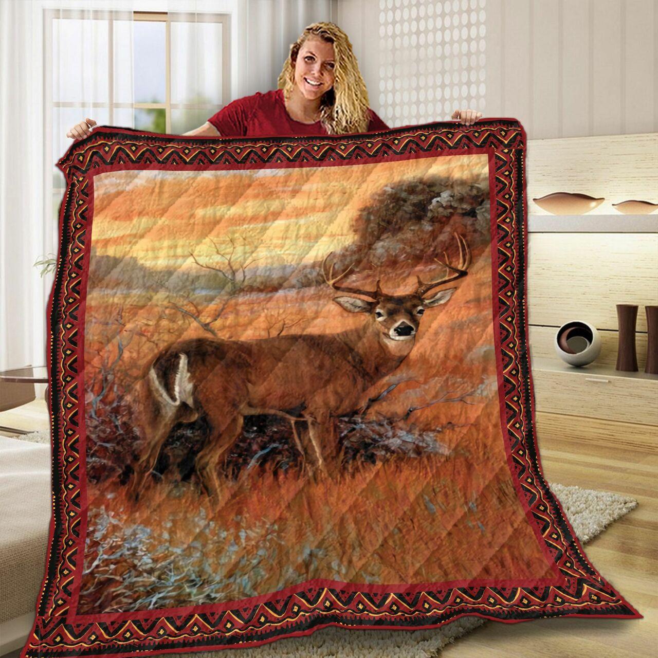 Deer Sunset JK3 NTTH011298 3D Customized Quilt and Home Decor