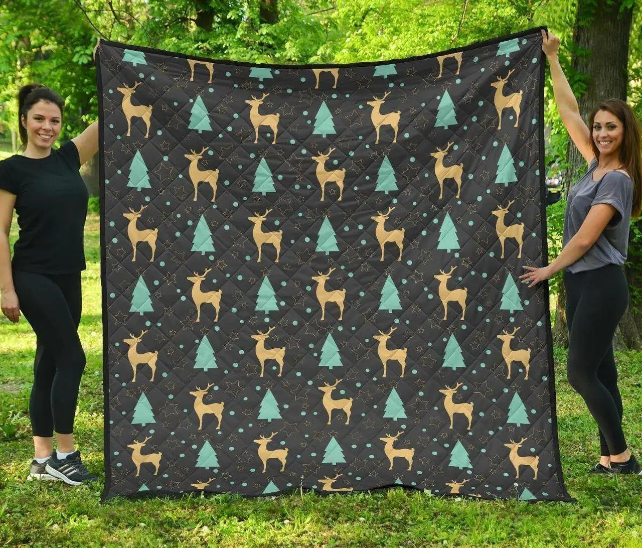 Deers Star Tree Pattern DHCDHC DT1910 Quilt Blanket and Home Decor