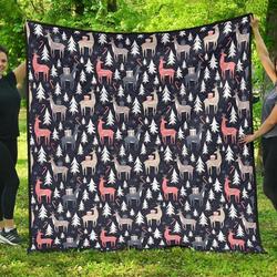Deers Winter Christmas Pattern DHCDHC DT1910 Quilt Blanket and Home Decor