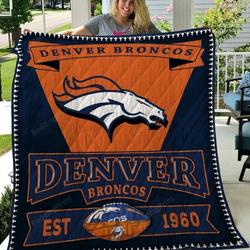 Denver Broncos 2 Quilt Blanket Fan Made and Home Decor