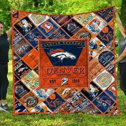 Denver Broncos Quilt Blanket Fan Made and Home Decor