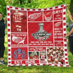 Detroit Red Wings Hockey Quilt Blanket Fan Gift and Home Decor