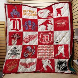 Detroit Red Wings Hockey Quilt Blanket Great Customized Gifts For Birthday Christmas Thanksgiving Perfect Gifts For Ice Hockey Lover and Home Decor