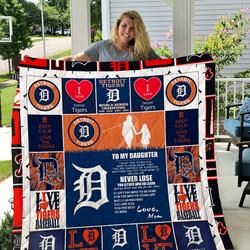 Detroit Tigers  To My Daughter  Love Mom Quilt and Home Decor