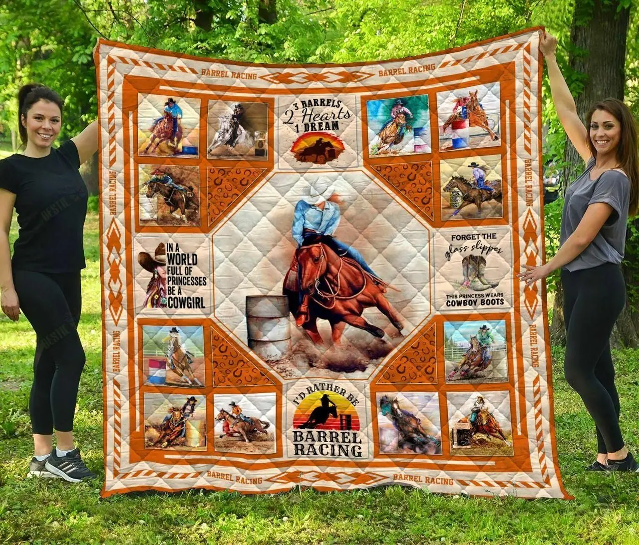 DIE14112020001-DIQ14112020001-Barrel Racing-Quilt Bed Set & Quilt Blanket and Home Decor