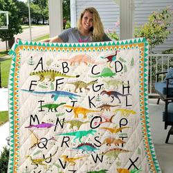 Dinosaur Alphabet Cute Quilt Blanket Great Customized Gifts For Birthday Christmas Thanksgiving Perfect Gifts For Dinosaur Lover and Home Decor