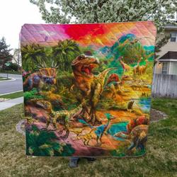 Dinosaur HVT1708018 Quilt Blanket Sleepy and Home Decor