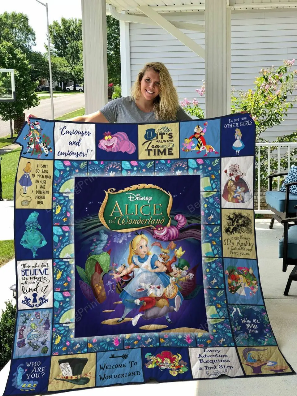 DisneyS Alice In Wonderland Quilt Blanket Premium Gift Idea For Fan and Home Decor