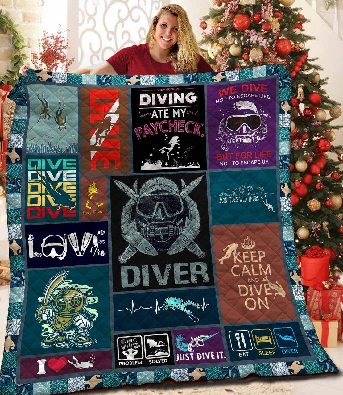 Diver 3D Customized Quilt TUH87550 PLEN2407 and Home Decor