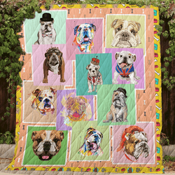Diversity Bulldog Quilt Blanket Great Customized Blanket Gifts For Birthday Christmas Thanksgiving and Home Decor