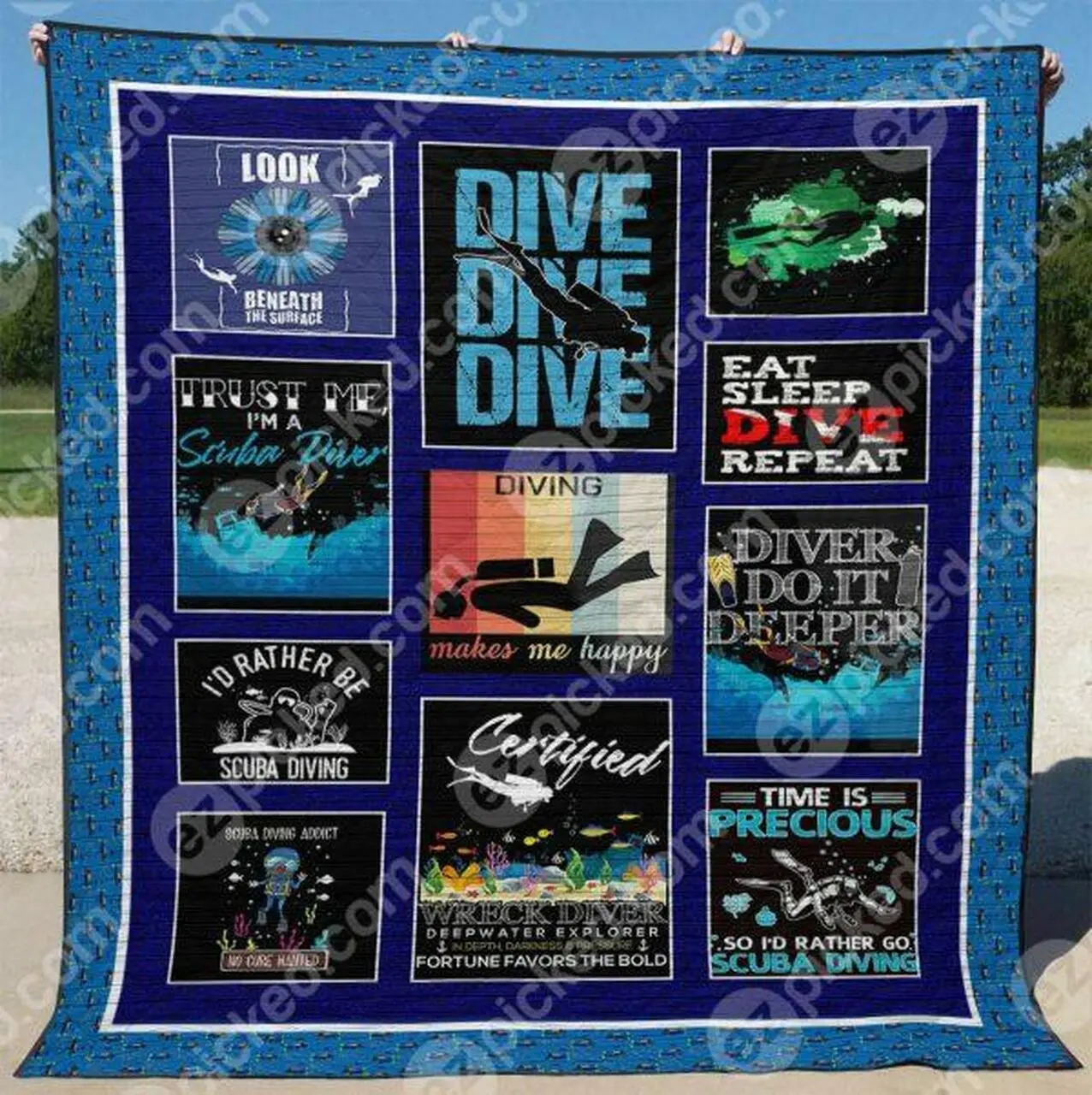 Diving Makes Me Happy Quilt Blanket Vd14 Quilt and Home Decor
