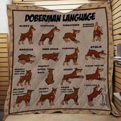 Doberman Language 3D Customized Quilt and Home Decor