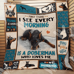 Dobermann Blak Dober Mann Quilt Hxt and Home Decor