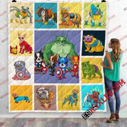 Dog Avenger Team 5 Marvel Infinity War End Game 3D Customized Quilt Blanket and Home Decor