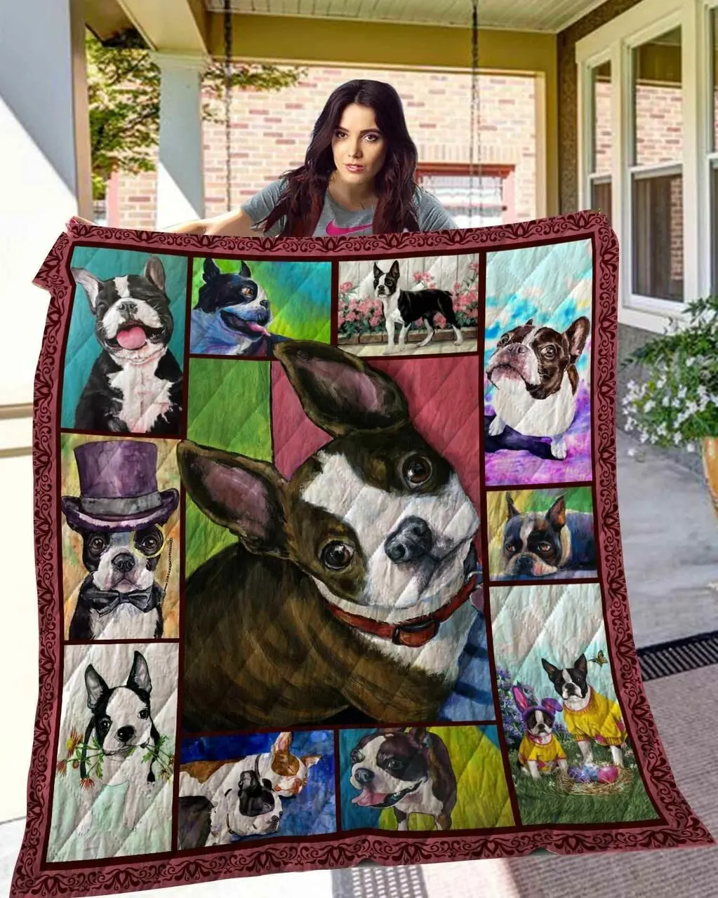 Dog Boston Terrier Blanket Th10072019 Quilt and Home Decor
