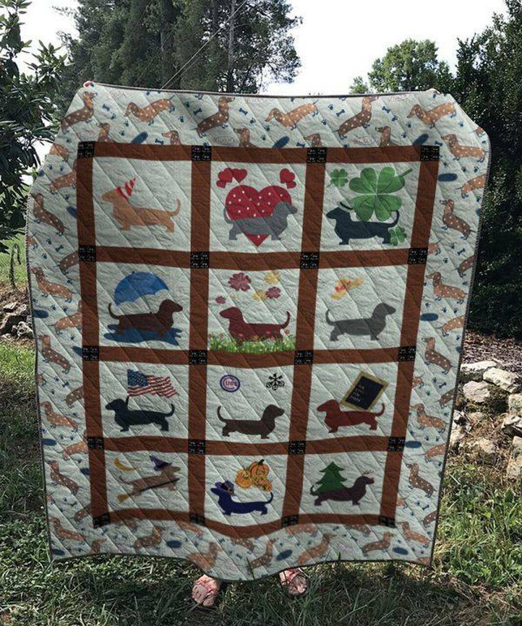 Dog Dachshund 1103 38 Quilt Blanket Quilt and Home Decor
