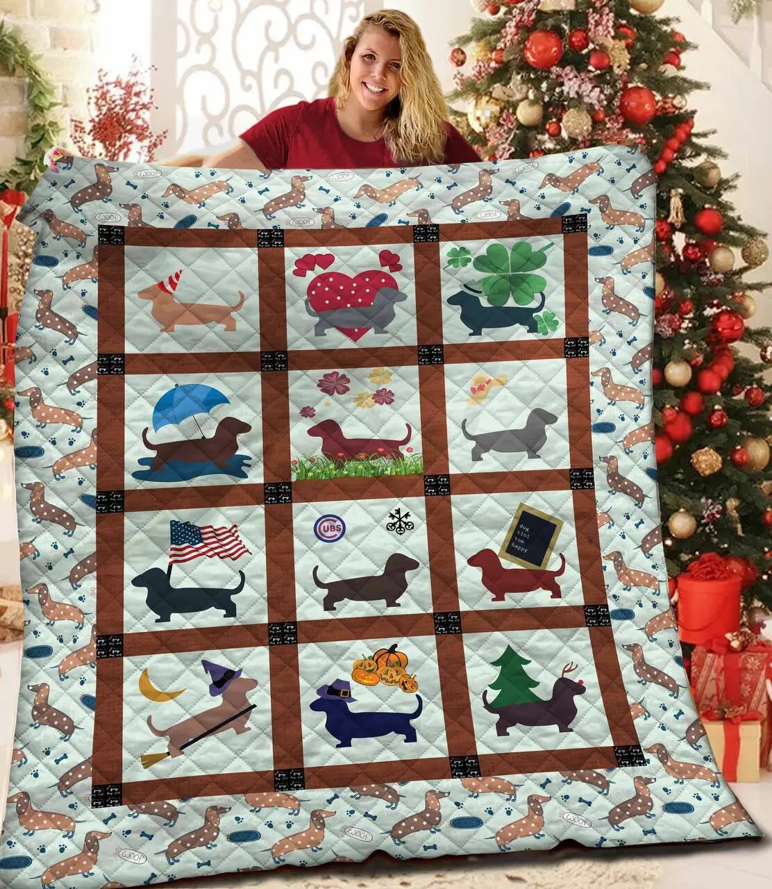 Dog Dachshund Jfj Quilt Orz and Home Decor