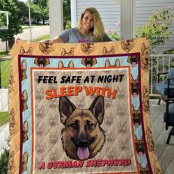 Dog German Shepherd Feel Safe At Night Blanket Th1807 Quilt and Home Decor