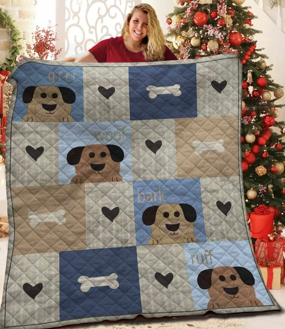 Dog Vs Bone 3D Customized Quilt TUH43551 PLEN2407 and Home Decor