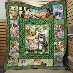 Dogs And Cat L1VV1 3D Customized Quilt and Home Decor