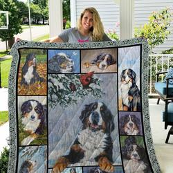 Dogs Bernese Mountain Natural Quilt Blanket Great Customized Blanket Gifts For Birthday Christmas Thanksgiving and Home Decor
