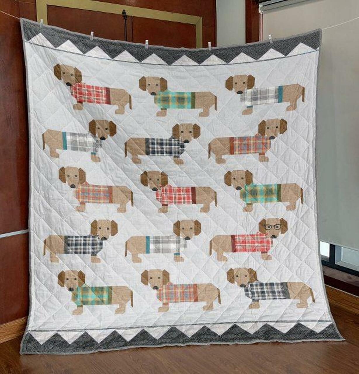 Dogs In Sweaters Quilt Blanket Aa22 Quilt and Home Decor