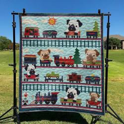 Dogs On Train DHCKL0909 Quilt Blanket and Home Decor