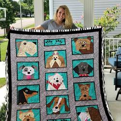 Dogs Only Paper Pieced Quilt Blanket Great Customized Blanket Gifts For Birthday Christmas Thanksgiving and Home Decor