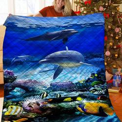 Dolphin 3D Customized Quilt TUH87239 PLEN2407 and Home Decor