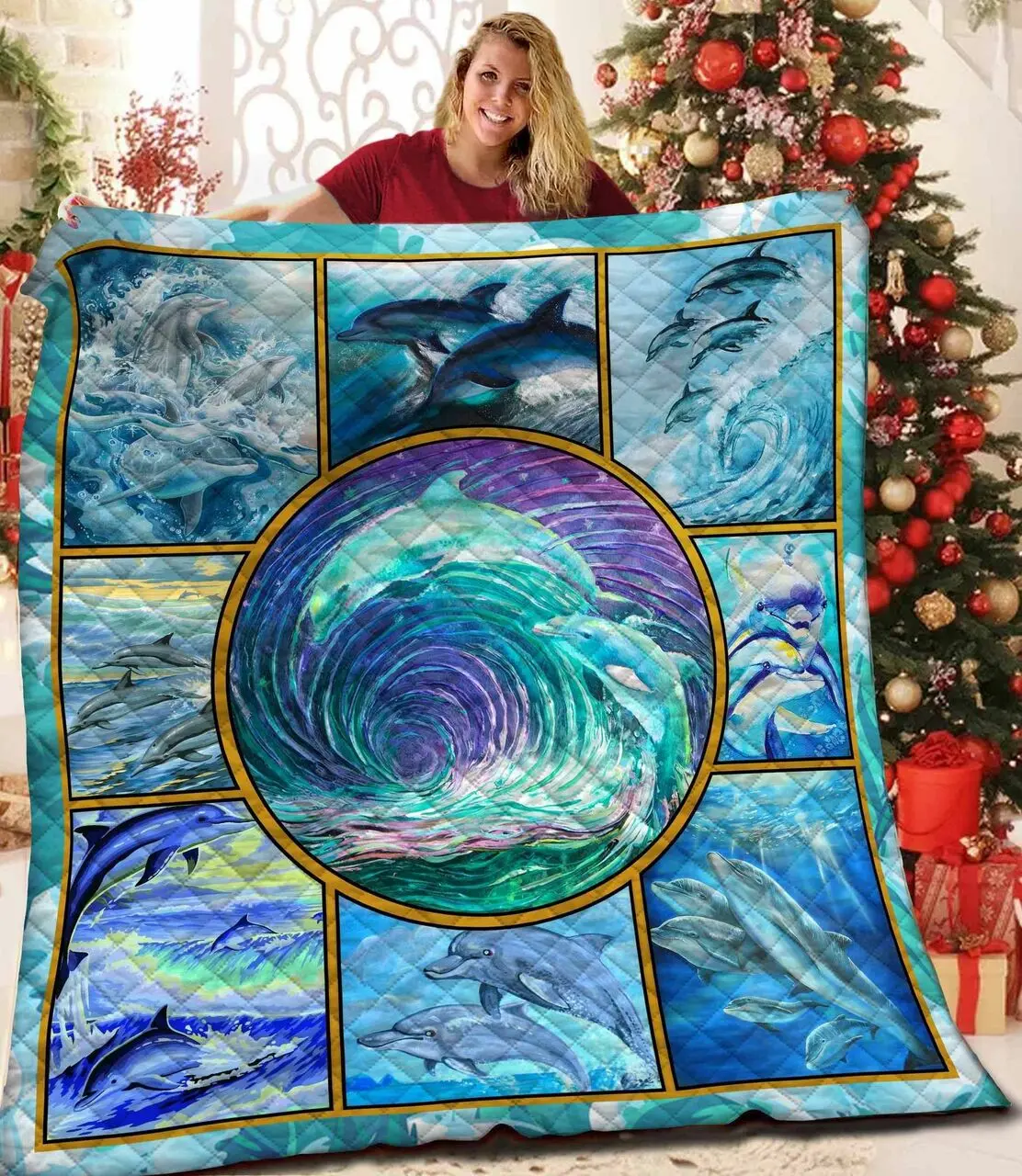 Dolphin 3D Customized Quilt TUH87501 PLEN2407 and Home Decor
