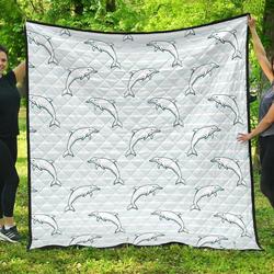 Dolphin Blue Striped Background DHCDHC DT1910 Quilt Blanket and Home Decor