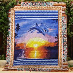 Dolphin Days Of Summer Quilt Blanket Dhc020120526Td and Home Decor