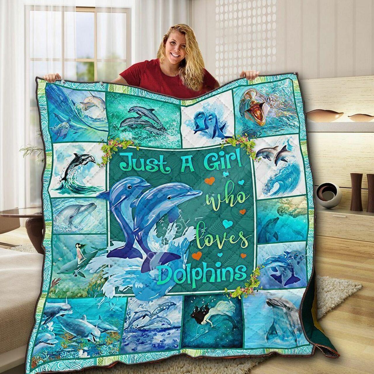 Dolphin Love Girl NTTH011298 3D Customized Quilt and Home Decor