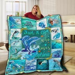 Dolphin Love Girl NTTH011298 3D Customized Quilt and Home Decor