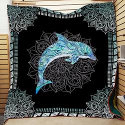 Dolphin Mandala Pattern Hippie Lover Quilt and Home Decor