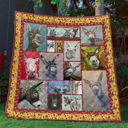 Donkey Portraits Quilt Blanket Ht10  Quilt and Home Decor
