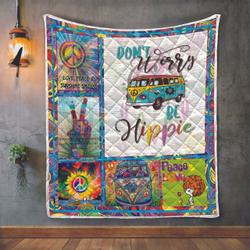 Dont Worry Be Hippie Sunflowers Peace Love Quilt and Home Decor