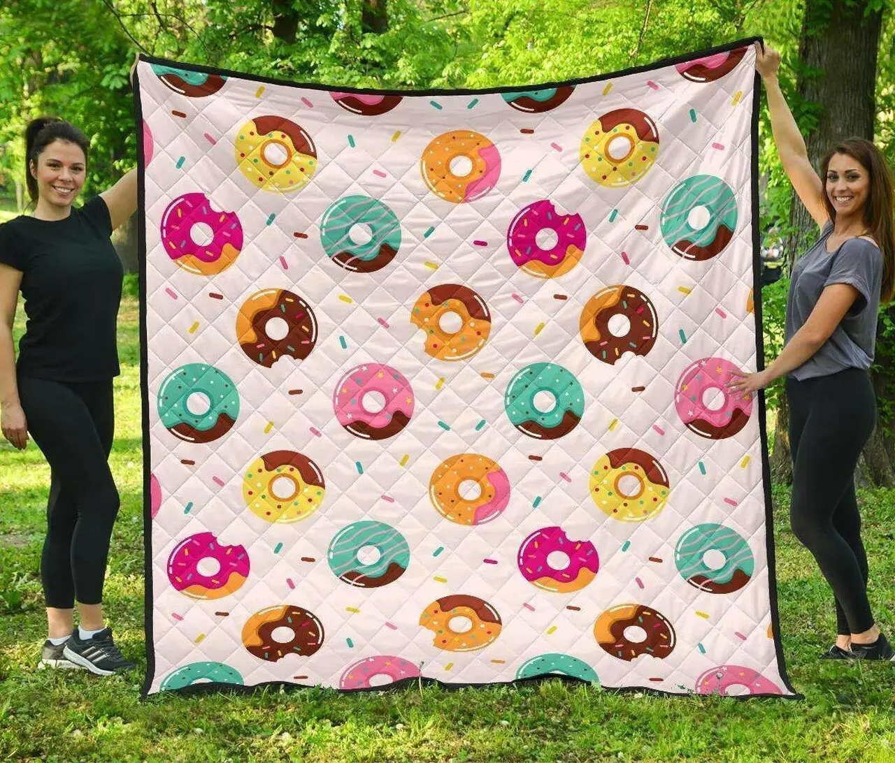 Donut Pattern Glaze Pink Background DHCDHC DT1910 Quilt Blanket and Home Decor