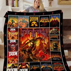 Doom Game Quilt Blanket Gift Birthday Christmas For Fans Doom Eternal Union and Home Decor