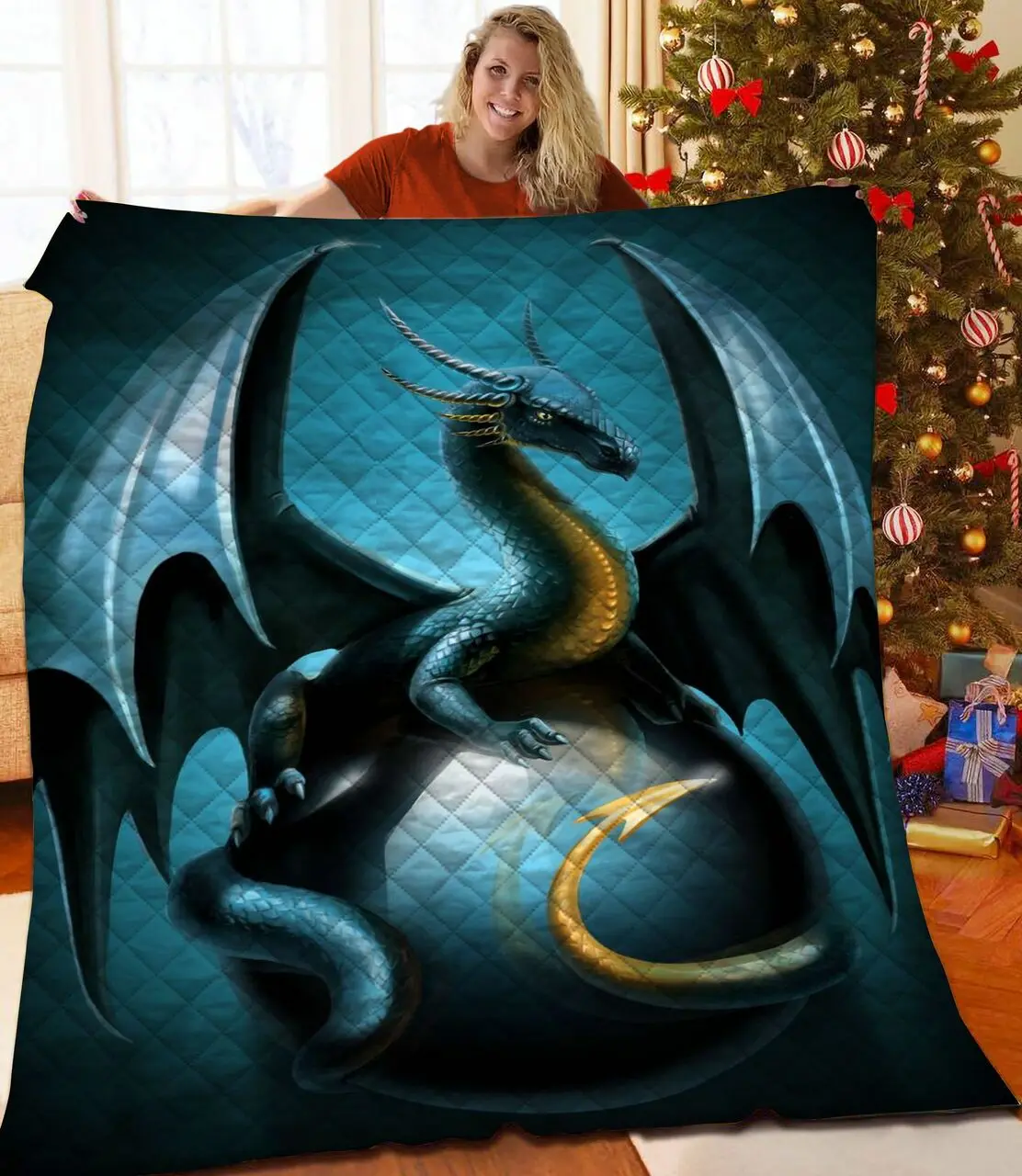 Dragon 3D Customized Quilt TUH87318 PLEN2407 and Home Decor