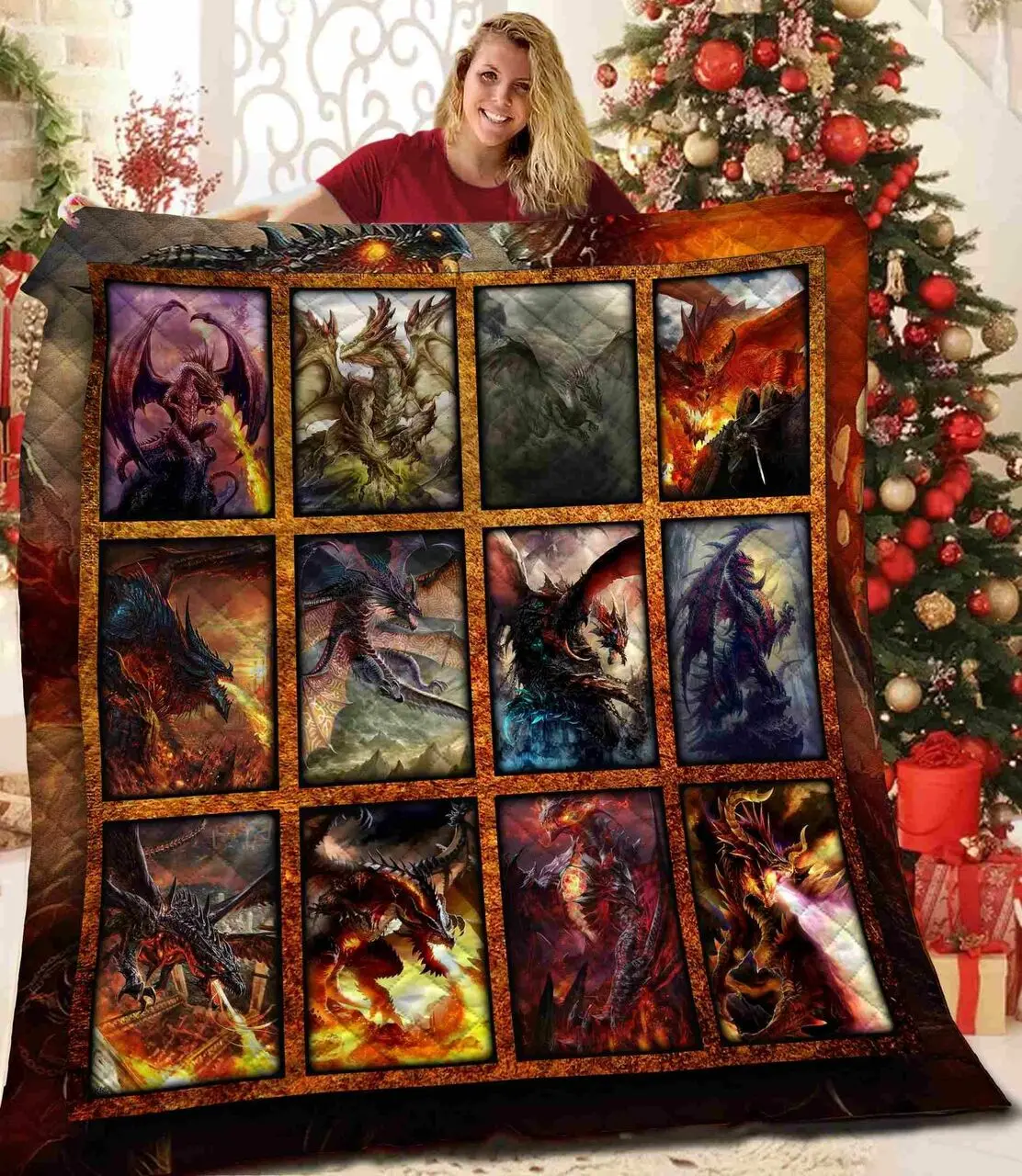 Dragon 3D Customized Quilt TUH87368 PLEN2407 and Home Decor
