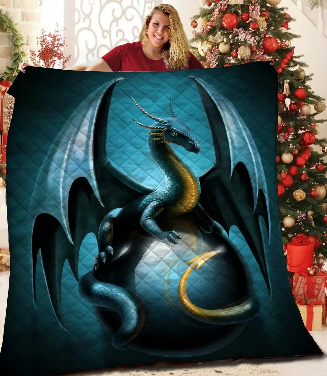 Dragon 3D Customized Quilt TUH87619 PLEN2407 and Home Decor